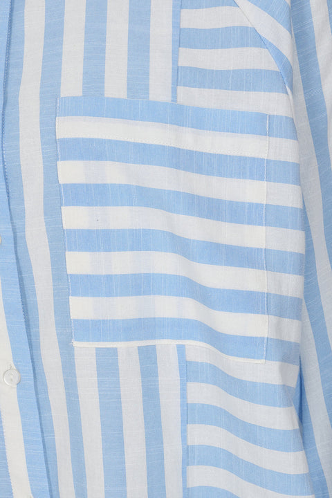 Alice Collins Alison Stripe Shirt Sky/White