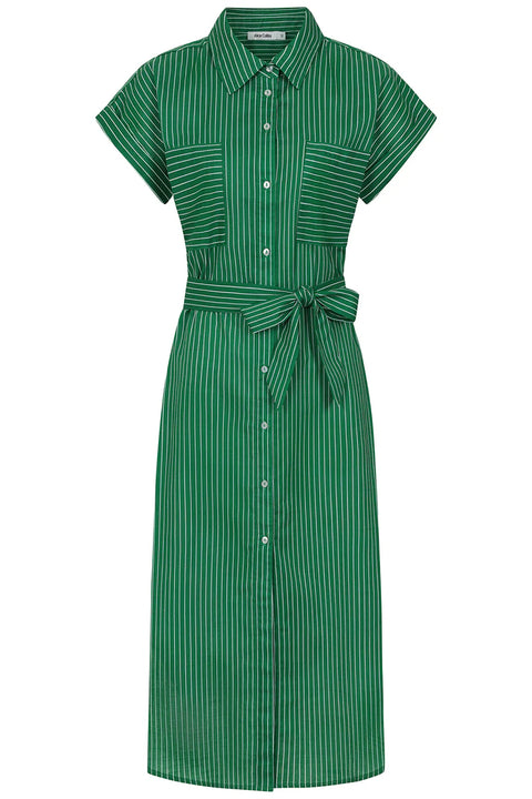 Alice Collins Rochelle Stripe Green Pepper/Wild Oat Womens Shirt Dress