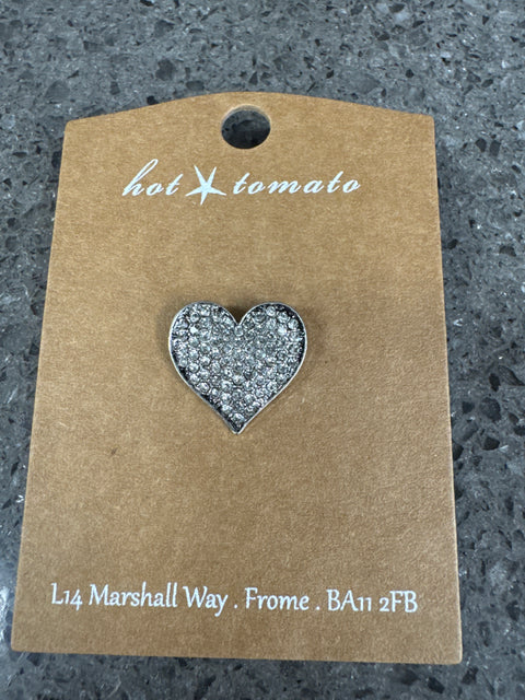 BR - A Beautiful Heart Pin - Antique Silver / Clear