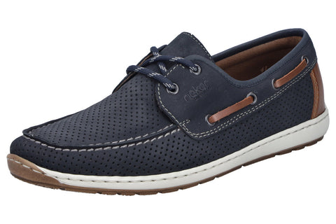 Rieker 08816-14 Mens Blue Casual Comfort Lace Up Boat Deck Shoes