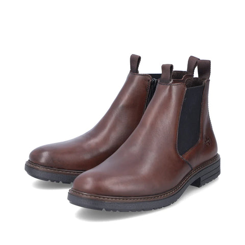 Rieker 33180-26 Brown Mens Casual Smart Leather Zip Up Ankle Boots