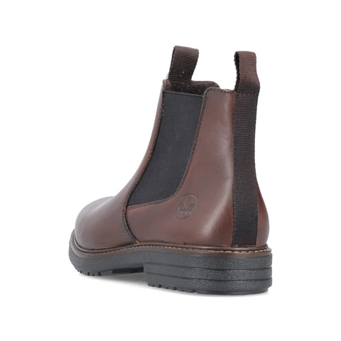 Rieker 33180-26 Brown Mens Casual Smart Leather Zip Up Ankle Boots