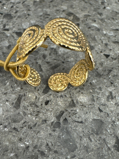 R - Ripple Rings - Adjust / S.Steel W/18K Gold PVD