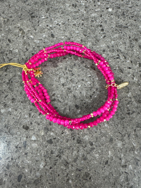 Hot Tomato Bracelet - Multi Strand Sizzler - Fabulous Fuchsia