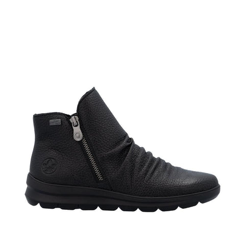 Rieker Z0056-00 Black Womens Casual Comfort Zip Up Water Resistant Ankle Boots