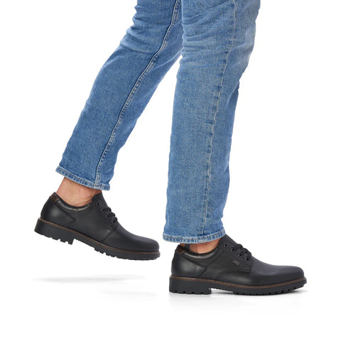 Rieker F4611-00 Black Mens Water Repellent Casual Comfort Lace Up Shoes