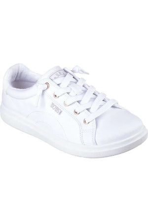 Skechers 114453/WHT White Womens Bobs D Vine Slip On Tied Off laces Trainers