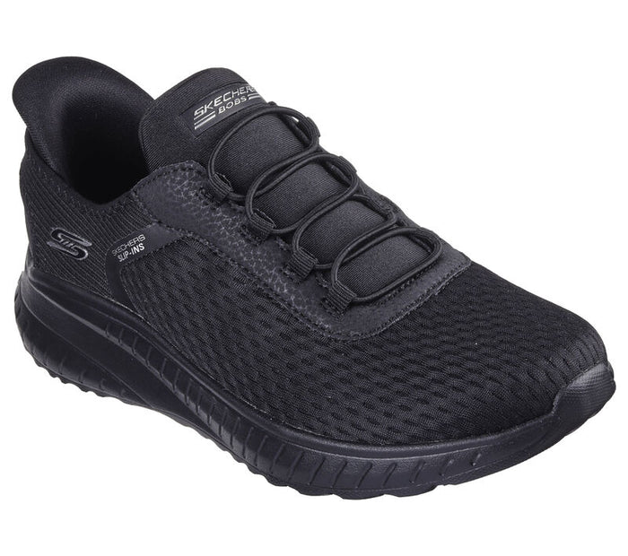 Skechers Slip - ins 117504/BBK Black Womens Bobs Sport Squad Chaos Hands Free Slip On Trainers