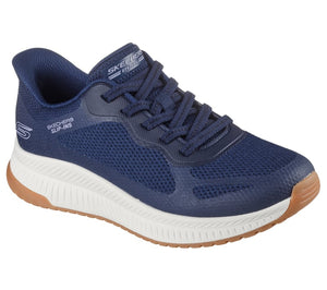 Skechers Slip - Ins 117624/NVY Navy BOBS Squad 4 - Staple Look Womens Casual Comfort Hands Free Slip On Trainers Shoes
