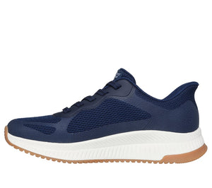 Skechers Slip - Ins 117624/NVY Navy BOBS Squad 4 - Staple Look Womens Casual Comfort Hands Free Slip On Trainers Shoes