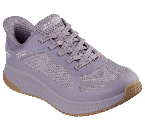 Skechers Slip - Ins 117624/PUR Purple Bobs Squad 4 - Staple Look Womens Casual Comfort Hands Free Slip On Shoes