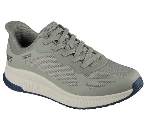 Skechers Slip - Ins 118423/OLV Olive BOBS Squad Chaos 4 - Mens Casual Comfort Hands Free Slip On Shoes