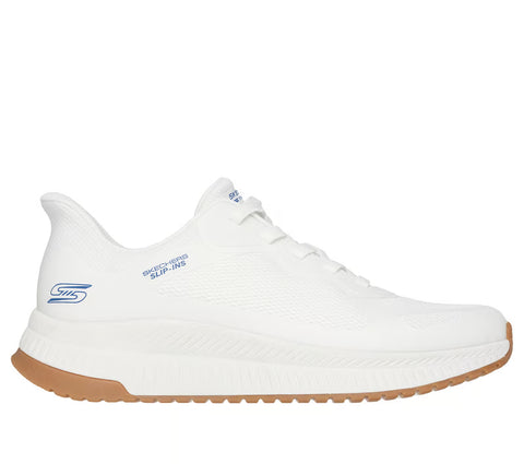 Skechers Slip - Ins 118423/WHT White BOBS Squad Chaos 4 - Mens Casual Comfort Hands Free Slip On Shoes
