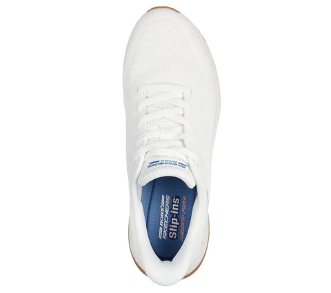 Skechers Slip - Ins 118423/WHT White BOBS Squad Chaos 4 - Mens Casual Comfort Hands Free Slip On Shoes