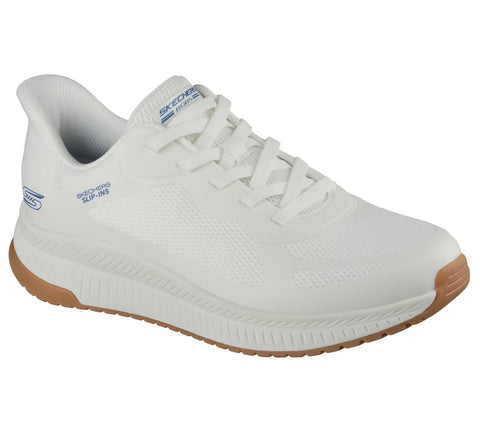 Skechers Slip - Ins 118423/WHT White BOBS Squad Chaos 4 - Mens Casual Comfort Hands Free Slip On Shoes