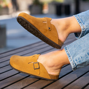 Plakton 181539 Afelpado Tostado Womens Casual Comfort Enclosed Leather Clogs Sandals