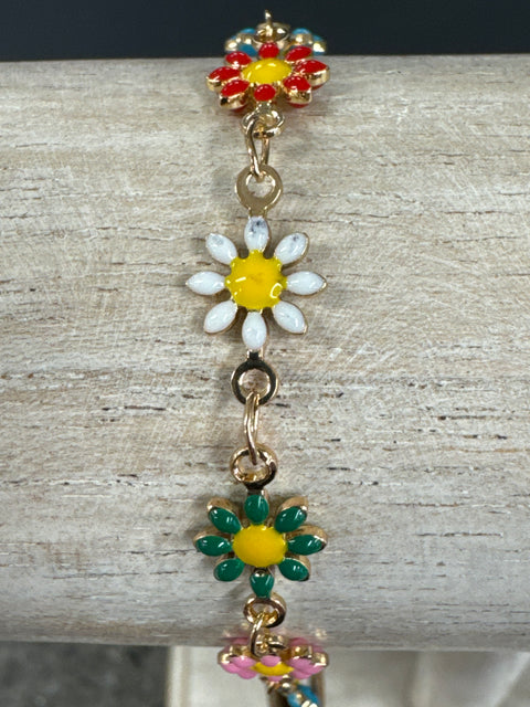Hot Tomato She Loves Me....Daisy Chain - Multi/Gold Bracelet