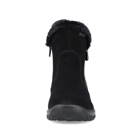 Rieker L7162-00 Black Womens Water Resistant Warm Lining Casual Comfort Zip Up Ankle Boots