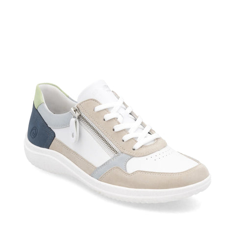 Remonte D1E06-81 Womens Blue Jeans Combi Leather Lace Up Trainers