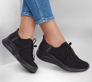 Skechers Slip Ins 149710/BLK Black Ultra Flex- Brilliant Path Womens Casual Comfort Slip On Shoes