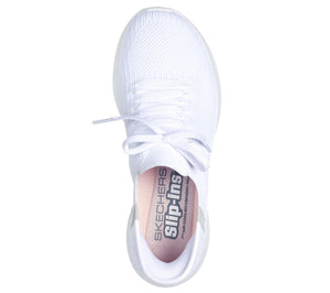 Skechers Slip - Ins 149710/WHT White Ultra Flex- Brilliant Path Womens Casual Comfort Hands Free Slip On Shoes