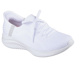 Skechers Slip - Ins 149710/WHT White Ultra Flex- Brilliant Path Womens Casual Comfort Hands Free Slip On Shoes