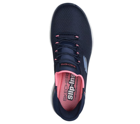 Skechers Slip - Ins 150123W/NVPK Navy Pink Summits Wide Fit Womens Casual Comfort Hands Free Slip On Shoes