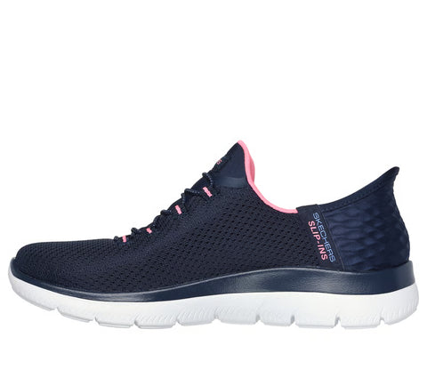 Skechers Slip - Ins 150123W/NVPK Navy Pink Summits Wide Fit Womens Casual Comfort Hands Free Slip On Shoes