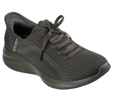 Skechers Slip - Ins 150447/OLV Olive Ultra Flex 3.0 - Pure Color Womens Casual Comfort Hands Free Slip On Shoes