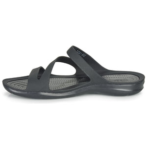 Crocs Swiftwater Black/Black Womens Flexible Slip On Sandals