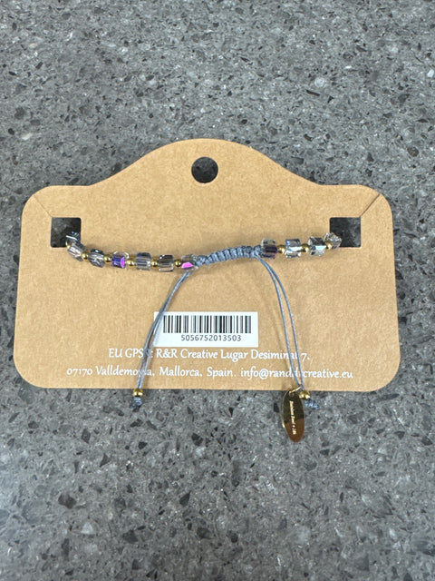 Hot Tomato Friendship Bracelet with Crystals and gold plated stainless steel - Aubergine