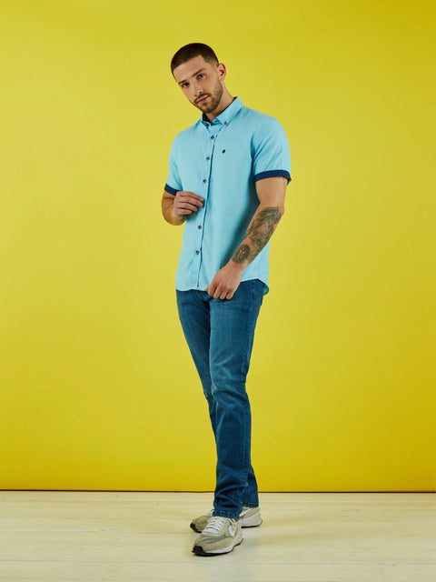 Mish Mash 2293 Summit Turquoise Regular Fit Mens Short Sleeve Shirt