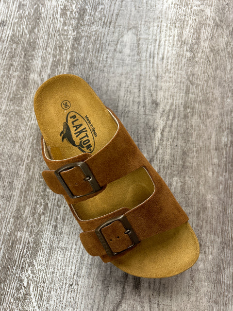 Plakton Malaga Mid 340010 Cuero Tan Suede Womens Casual Stylish Open Toe Sandals