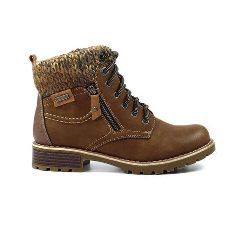 Lunar Millie Tan Womens Casual Comfort Waterproof Zip/Lace Up Ankle Boots