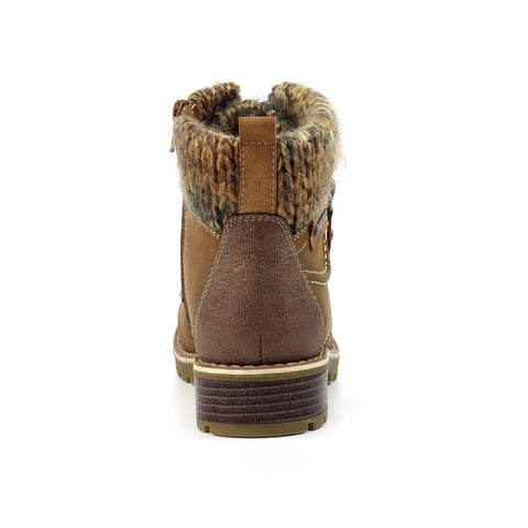Lunar Millie Tan Womens Casual Comfort Waterproof Zip/Lace Up Ankle Boots