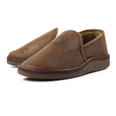 Lazy Dogz Manor II Brown Mens Comfort Fleece Lined Slippers