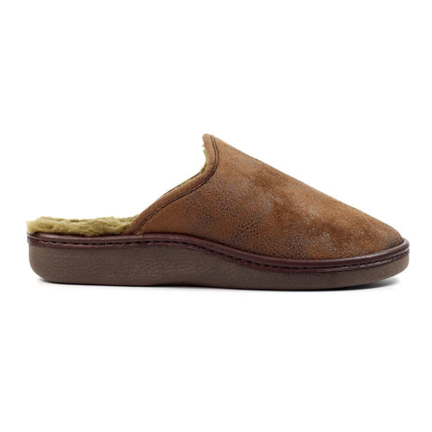 Lazy Dogz Glen II Brown Mens Comfort Faux Fur Lined Mule Slippers