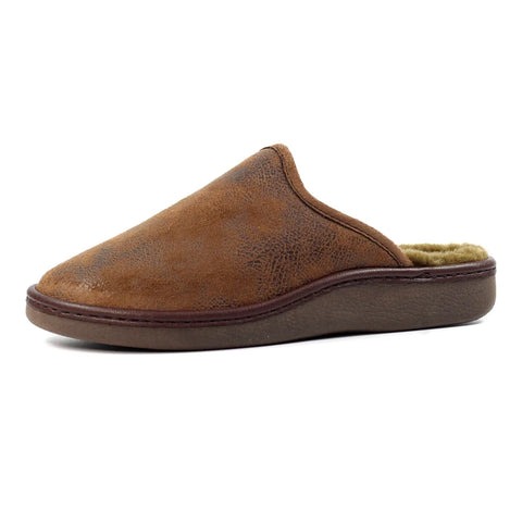 Lazy Dogz Glen II Brown Mens Comfort Faux Fur Lined Mule Slippers