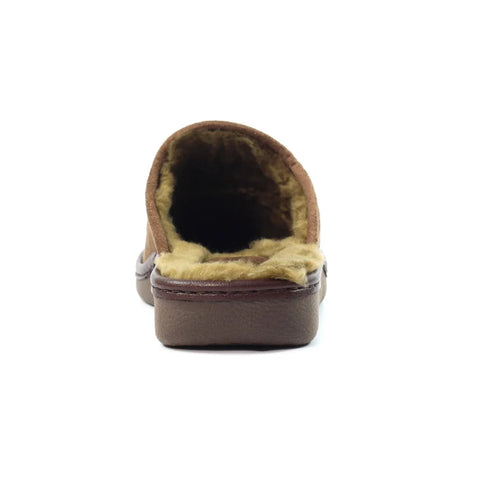 Lazy Dogz Glen II Brown Mens Comfort Faux Fur Lined Mule Slippers