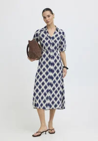B.Young 20818764 Bymmjoella Shirt Dress 6 Ogee Ikat Med Blue