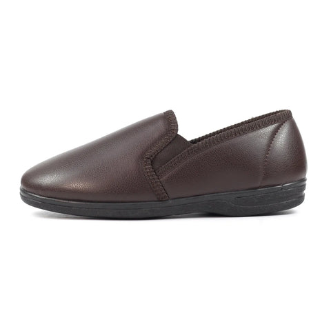 Lazy Dogz Trent II Brown Mens Fleece Lined Comfort Slippers