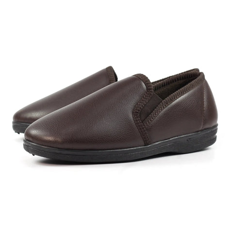 Lazy Dogz Trent II Brown Mens Fleece Lined Comfort Slippers