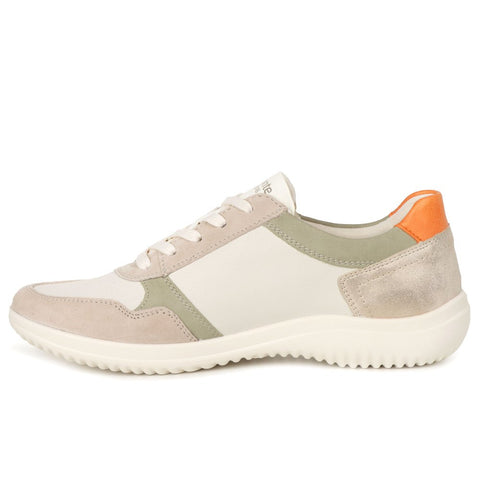 Remonte D1E06-80 Womens White Combination Leather Lace Up Trainers
