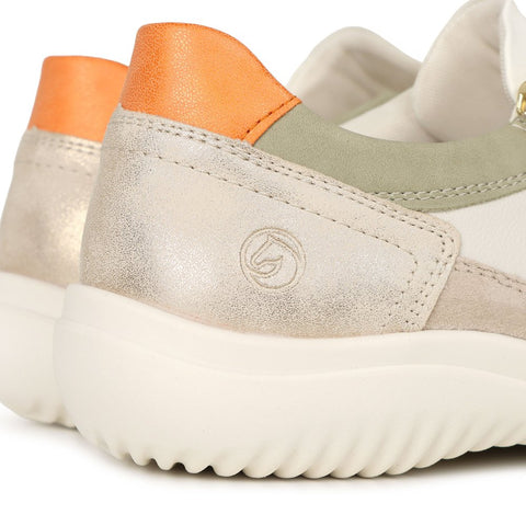 Remonte D1E06-80 Womens White Combination Leather Lace Up Trainers