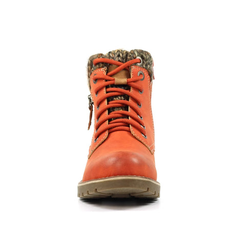 Lunar Millie Orange Womens Casual Comfort Waterproof Zip/Lace Up Ankle Boots