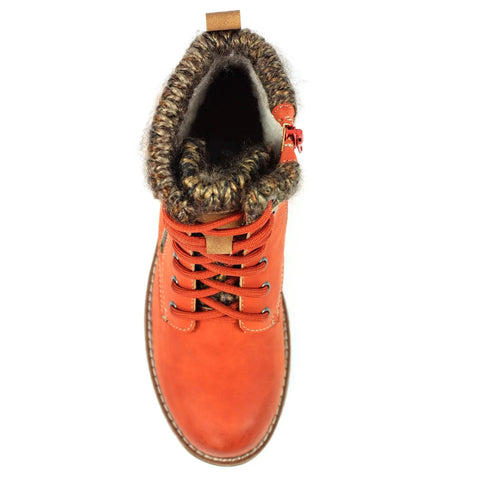 Lunar Millie Orange Womens Casual Comfort Waterproof Zip/Lace Up Ankle Boots