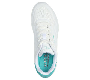 Skechers 177092/WMNT White/Mint Uno - Pop Back Womens Casual Comfort Lace Up Trainers