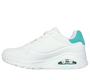 Skechers 177092/WMNT White/Mint Uno - Pop Back Womens Casual Comfort Lace Up Trainers