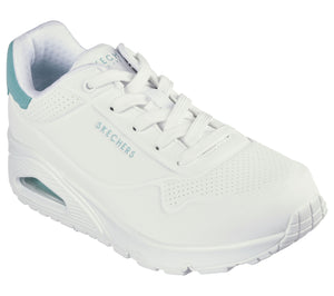 Skechers 177092/WMNT White/Mint Uno - Pop Back Womens Casual Comfort Lace Up Trainers