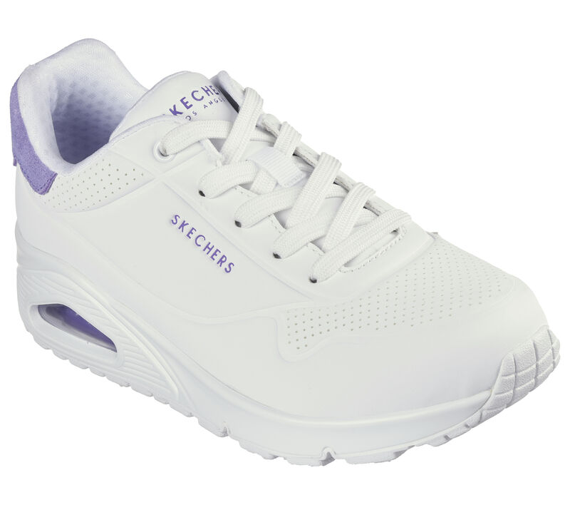 Skechers 177092/WPUR White/Purple Uno - Pop Back Womens Casual Comfort Lace Up Trainers